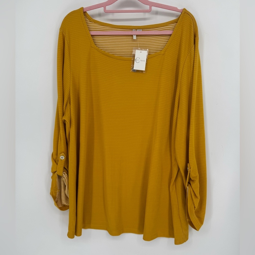 Cato Women's Mustard Yellow Longsleeve Top Plus Size 22/24 NEW WITH TAGS